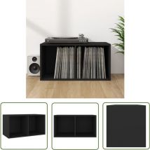 Boîte de rangement de vinyles Noir 71x34x36cm Bois d'ingénierie - Boîte De Rangement Vinyle - Meuble Rangement Disque Vinyle - Rangement Lp - Boîtier