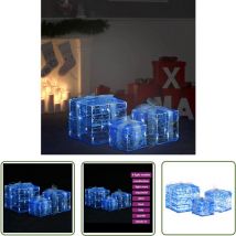 The Living Store - Boîtes-cadeaux de Noël décoratives 3 pcs Acrylique Blanc froid - Boîte Cadeau Noel - Décoration Noel - Luminaire Noel - Led Noel