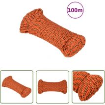 The Living Store Bootsseil Orange 3 mm 100 m Polypropylen - Bootseil - Schiffsseil - Polyesterseil - Leinen - Tauwerk