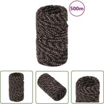 The Living Store Bootsseil Schwarz 2 mm 500 m Polypropylen - Bootsschnur - Schiffsseil - Polyesterseil - Leinen - Tauwerk