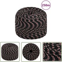 The Living Store Bootsseil Schwarz 6 mm 250 m Polypropylen - Bootsseil - Schiffsseil - Polyesterseil - Marino Seil - Liegeplatzseil