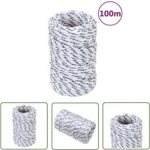The Living Store Bootsseil Weiß 2 mm 100 m Polypropylen - Bootsseil - Schiffsseil - Polyesterseil - Leinen - Marineleine