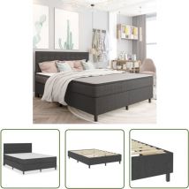 The Living Store Boxspringbett Dunkelgrau Stoff 160x200 cm - Boxspringbett - Doppelbett - Bettenrahmen - Schlafen - Komfort