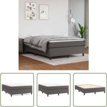 The Living Store Bettgestell Grau 140x200 cm Kunstleder - Bettes Gestell - Schlafzimmer Möbel - Kunstleder Bett - Doppelbett - Boxspring Bettrahmen