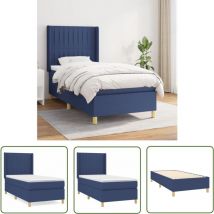 The Living Store Boxspringbett Mit Matratze Blau 100x200 Cm Stoff - Boxspringbett - Doppelbett - Schlafsystem - Lattenrost - Bettrahmen