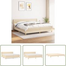 Boxspringbett mit Matratze Creme 200x200 cm Stoff - Boxspringbett - Doppelbett - Cremefarbenes Bett - Bettsofa - Lattenrost - The Living Store