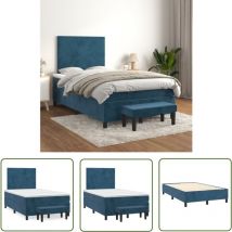 The Living Store Boxspringbett Mit Matratze Dunkelblau 120x200 Cm Samt - Samtbett - Boxspringbett - Doppelbett - Betten Günstig - Luxusbett