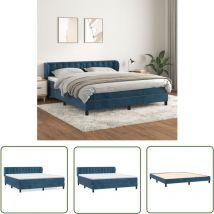 The Living Store Boxspringbett mit Matratze Dunkelblau 180x200 cm Samt - Samtbett - Boxspringbett - Doppelbett - Bettauflage - Matratze