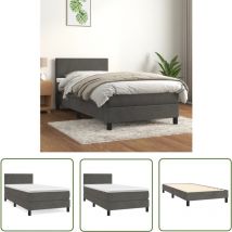 The Living Store Boxspringbett mit Matratze Dunkelgrau 100x200 cm Samt - Samtbett - Boxspringbett - Doppelbett - Bettenrahmen - Luxusbett
