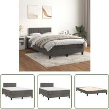 The Living Store Boxspringbett Mit Matratze Dunkelgrau 120x200 Cm Samt - Samtbett - Boxspringbett - Doppelbett - Bettenrahmen - Luxusbett