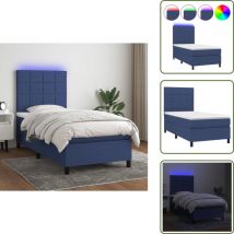 Boxspringbett mit Matratze & led Blau 80x200 cm Stoff - Boxspringbett - Betten - Schlafräume - Blau - led Beleuchtung - The Living Store