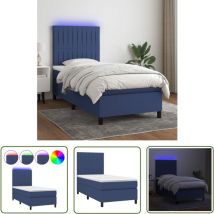 The Living Store Boxspringbett mit Matratze & led Blau 90x190 cm Stoff - Boxspringbett - Betten - Schlafräume - Doppelbett - Einzelbett