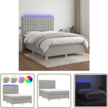 The Living Store Boxspringbett Mit Matratze & Led Hellgrau 140x190 Cm Stoff - Boxspringbett - Doppelbett - Schlafsofa - Lattenrost - Bettrahmen
