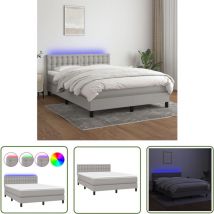 The Living Store Boxspringbett mit Matratze & led Hellgrau 140x200 cm Stoff - Boxspringbett - Betten - Schlafräume - Doppelbett - Massivholzmöbel