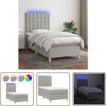 The Living Store Boxspringbett mit Matratze & led Hellgrau 90x190 cm Stoff - Boxspringbett - Betten - Schlafräume - Doppelbett - Einzelbett