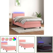 Boxspringbett mit Matratze & led Rosa 100x200 cm Samt - Boxspringbett - Samtbett - Kinderzimmerbetten - Doppelbett - Rosa Bett - The Living Store