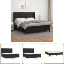 The Living Store Boxspringbett mit Matratze Schwarz 160x200 cm Kunstleder - Boxspringbett - Doppelbett - Bettenrahmen - Kunstlederbett - Schwarzes