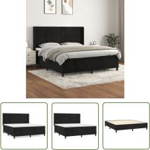 Boxspringbett mit Matratze Schwarz 160x200 cm Samt - Samtbett - Boxspringbett - Doppelbett - Luxusbett - Schlafzimmermöbel - The Living Store