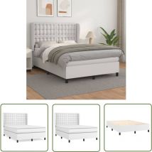 Boxspringbett Mit Matratze Weiß 140x200 Cm Kunstleder - Boxspringbett - Doppelbett - Bettenrahmen - Weißes Bett - Kunstlederbett - The Living Store