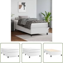 Les Tendances - The Living Store Bettgestell Weiß 100x200 cm Kunstleder - Bettes Gestell - Schlafzimmer Möbel - Weißes Bett - Kunstleder Bett