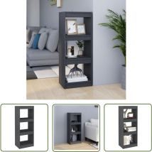 The Living Store Bücherregal/Raumteiler Grau 40x30x103,5 cm Massivholz Kiefer - Bucherregal - Holzmöbel - Kiefernholzmöbel - Raumteiler - Grau