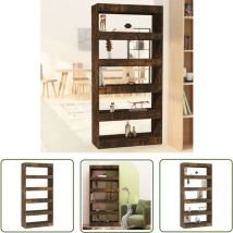 The Living Store Bücherregal/Raumteiler Räuchereiche 80x30x166 cm Holzwerkstoff - BucheRegal - Holzmöbel - Wandregal - Raumteiler - Eichefarbenes