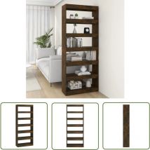 Devenirriche - The Living Store Bücherregal/Raumteiler Räuchereiche 80x30x198 cm Holzwerkstoff - BucheRegal - Holzmöbel - Rauchereiche - Raumteiler