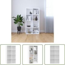 Inlife - The Living Store Bücherregal/Sideboard Weiß 66×30×130 cm Holzwerkstoff - Bücherregal - Sideboard - Eichefarbenes Möbel - Weißer Schrank