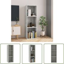 The Living Store Bücherregal/TV-Schrank Betongrau 36x30x114 cm Holzwerkstoff - Bücherregal - TV-Schrank - Holzmöbel - Betongrau - Wohnzimmer