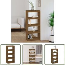 The Living Store Bücherregal/Raumteiler Honigbraun 60x30x135,5 cm Kiefernholz - Bücherregal - Holzmöbel - Kiefernholz - Raumteiler - Etagenregal