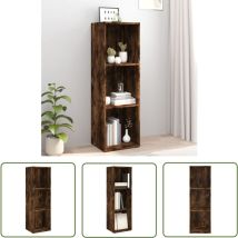 The Living Store - Bücherschrank/TV-Schrank Räuchereiche 36x30x114cm Holzwerkstoff - Bucherschrank - Bücherregal - Fernsehtisch
