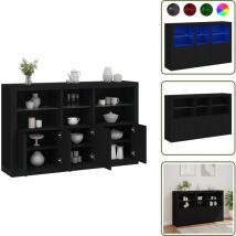 Buffet avec lumières led noir 162x37x100 cm - Meuble De Rangement - Buffet - Meuble Tv - Armoire Murale - Luminaire Led - The Living Store