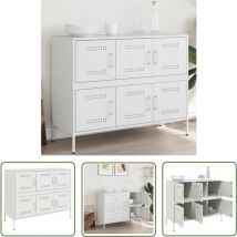 The Living Store - Buffet blanc 100,5x39x79 cm acier - Buffet Industriel - Meuble Rangement - Buffet Blanc - Meuble Salon - Meuble Chambre