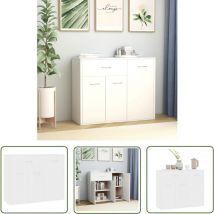 Devenirriche - The Living Store Buffet Blanc 88x30x70 cm Bois d'ingénierie - Buffet Blanc - Meuble Rangement - Armoire Blanche - Commode Moderne