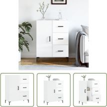 Maison Chic - The Living Store Buffet Blanc brillant 69,5x34x90 cm Bois d'ingénierie - Buffet - Meuble De Rangement - Commode - Mobilier - Cuisine