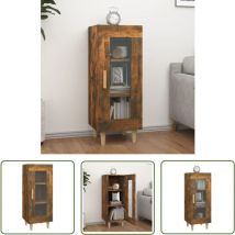 The Living Store Buffet Chêne fumé 34,5x34x90 cm Bois d'ingénierie - Buffet - Meuble De Rangement - Commode - Bibliothèque - Décoration Intérieure