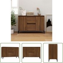 The Living Store Buffet Chêne marron 104x35x70 cm Bois d'ingénierie - Buffet - Meuble De Rangement - Commode - Mobilier - Décoration Intérieure