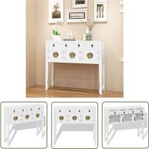 The Living Store - Buffet en style chinois en bois massif Blanc - Buffet - Meuble Tv - Commode - Armoire - Mobilier Oriental