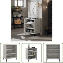 Longziming - The Living Store Buffet gris béton 57x35x70 cm bois d'ingénierie - Buffet - Meuble De Rangement - Armoire à Livres - Bibliothèque