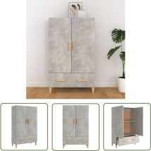 Youthup - The Living Store Buffet haut Gris béton 70x31x115 cm Bois d'ingénierie - Buffet Gris - Meuble Rangement - Commode - Armoire Laterale