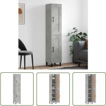 Maison Chic - The Living Store Buffet haut Gris béton 34,5x34x180 cm Bois d'ingénierie - Buffet Design Moderne - Meuble Rangement Gris - Armoire