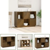 Buffet Bahut Meuble de rangement Commode Marron miel 110.5x35x80 cm Bois massif de pin 40037