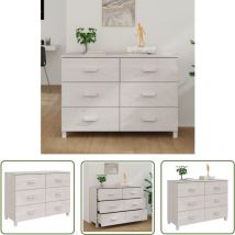 Bonnevie - The Living Store Buffet molde Blanc 113x40x80 cm Bois massif de pin - Buffet Design - Buffet Blanc - Buffet En Bois - Meuble Rangement