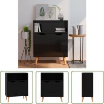 Devenirriche - The Living Store Buffet noir brillant 60x30x72 cm bois d'ingénierie - Buffet Noir - Meuble Rangement - Commode Moderne - Mobilier