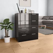 Abcrital - The Living Store - Buffet Noir brillant 60x35x80 cm Bois d'ingénierie - Noir