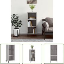 The Living Store Buffet sonoma gris 34,5x32,5x90 cm bois d'ingénierie - Buffet - Meuble De Rangement - Armoire - Commode - Design Classique