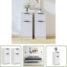 Devenirriche - The Living Store Buffets 2 pcs blanc 30x30x70 cm bois d'ingénierie - Buffet - Meuble De Rangement - Armoire - Placard - Commode