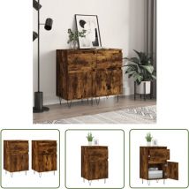 Maison Chic - The Living Store Buffets 2 pcs chêne fumé 40x35x70 cm bois d'ingénierie - Buffet Design Moderne - Buffet Rustique - Buffet Cuisine