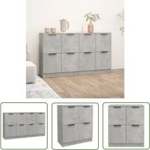 Tovbmup - The Living Store Buffets 2 pcs Gris béton 60x30x70 cm Bois d'ingénierie - Buffet Gris - Meuble Rangement - Commode - Bibliothèque