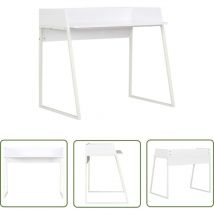 Bureau Blanc 90x60x88 cm - Bureau Blanc - Bureau Informatique - Meuble De Bureau - Bureau Angle - Bureau Compact - The Living Store